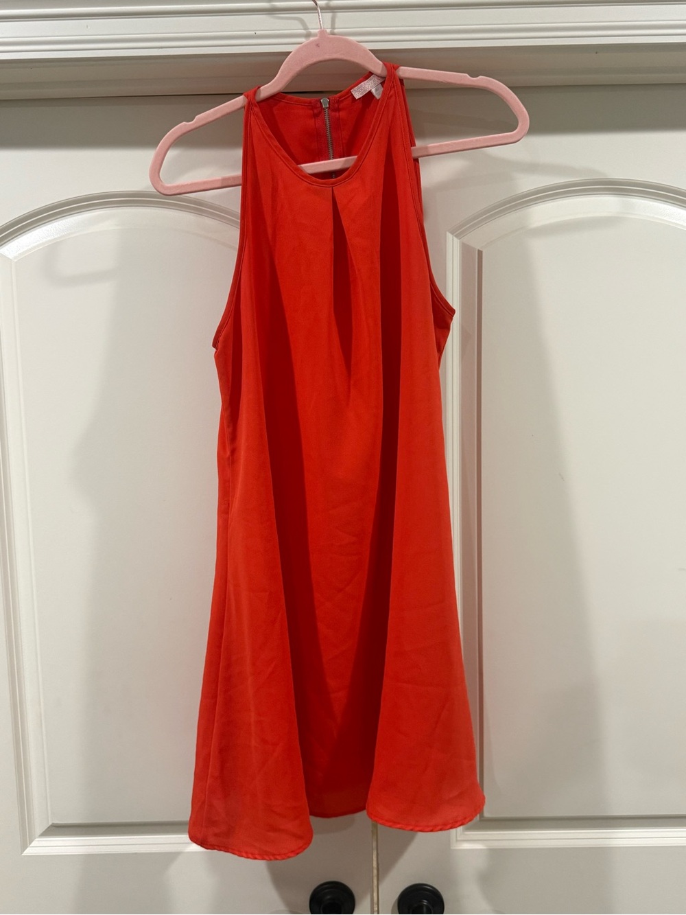 Gianni Bini Bright Red Sleeveless Pleated Mini shift Dress size medium